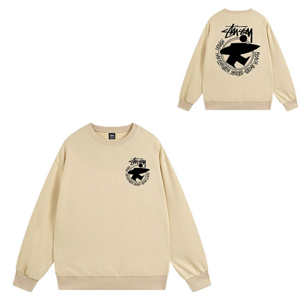 Stussy Sweatshirt Beach Roots logo Crew Sweat Apricot